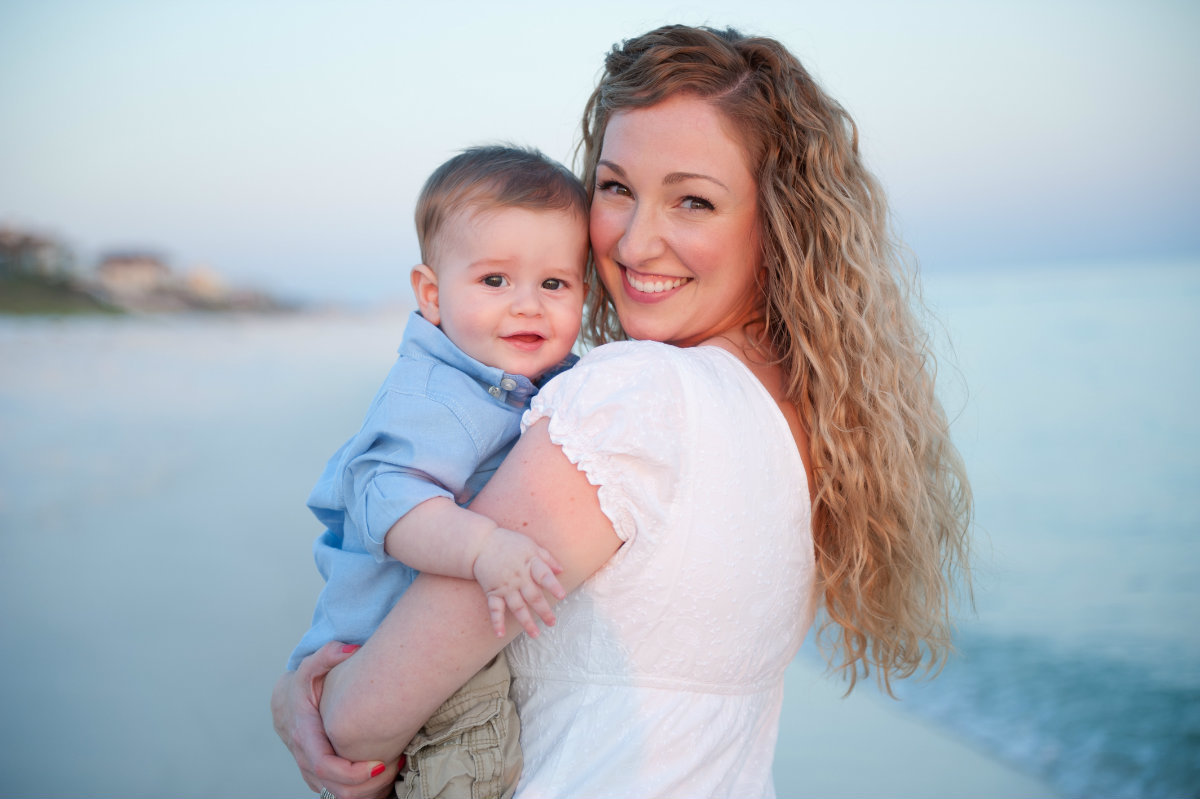 Mom holding baby on seacrest beach florida