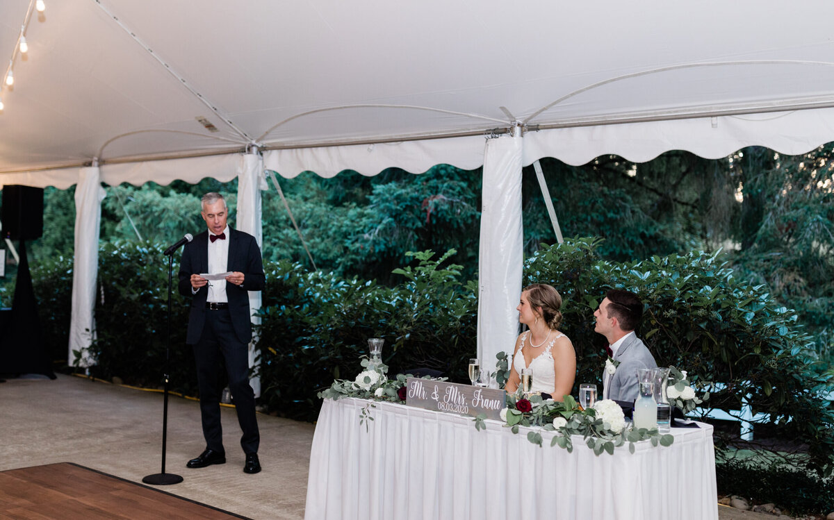 Sweetheart table during the reception at Abernethy Center.
