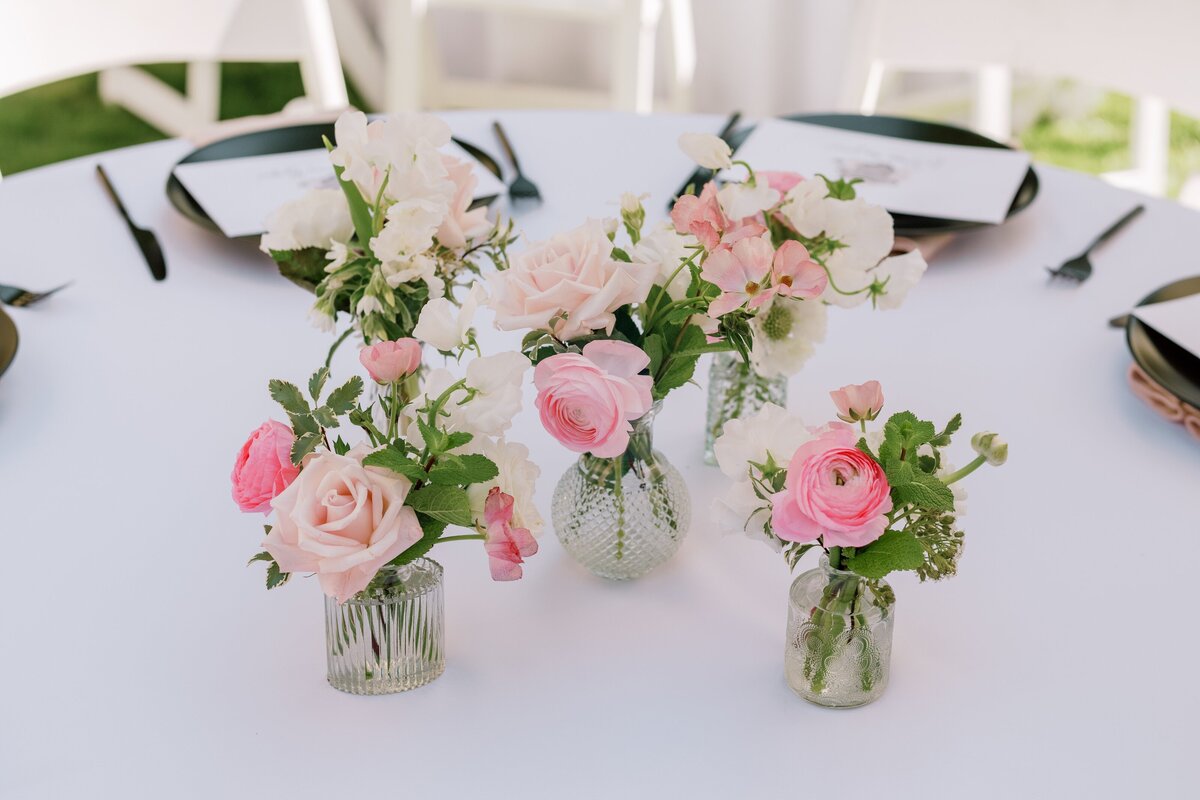 pink floral bud vases