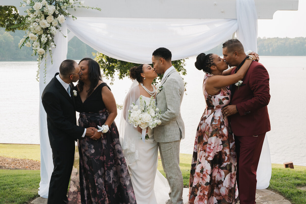 Bride and Groom plus parents of both at venue in NC