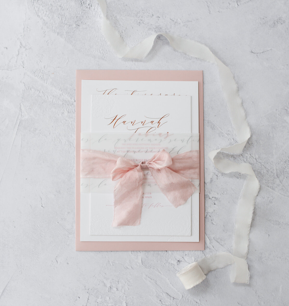 white-olive-luxury-bespoke-rose-gold-foil-letterpress-blind-deboss-blush-calligraphy-vellum-spanish-silk-ribbon-wax-seal-wedding-invitation-suite-4