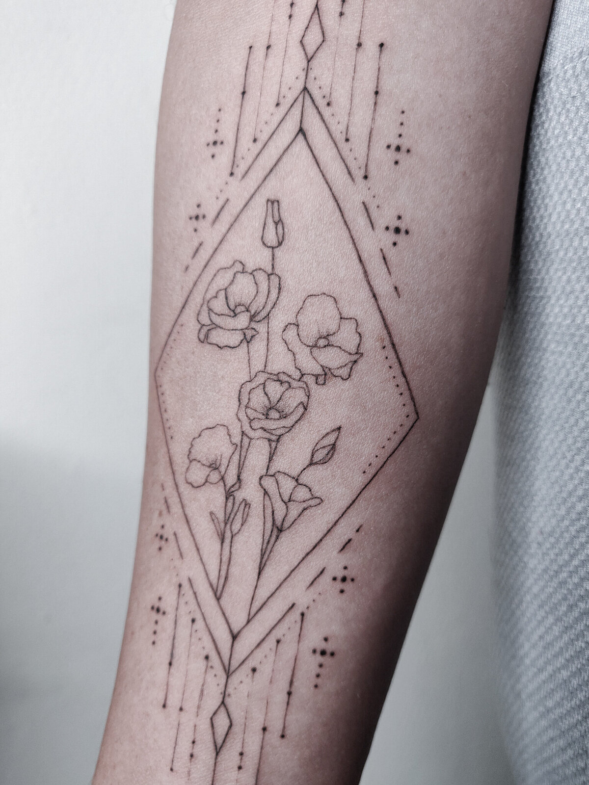 floral tattoo, geometric tattoo, organic tattoo