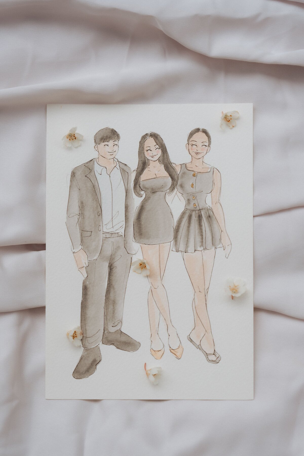 live-wedding-guest-illustration-of-three-friends