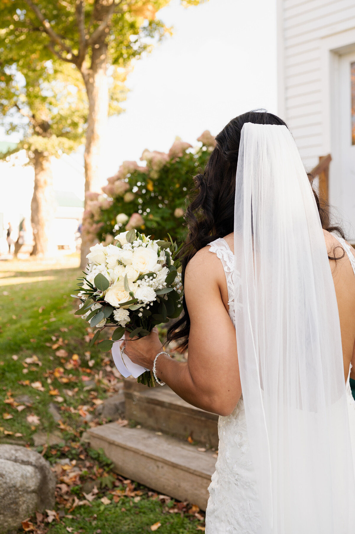 A candid photo of the bride's bouquet during a Fall wedding at Knotting Hill Farm in Jordanville, NY.
