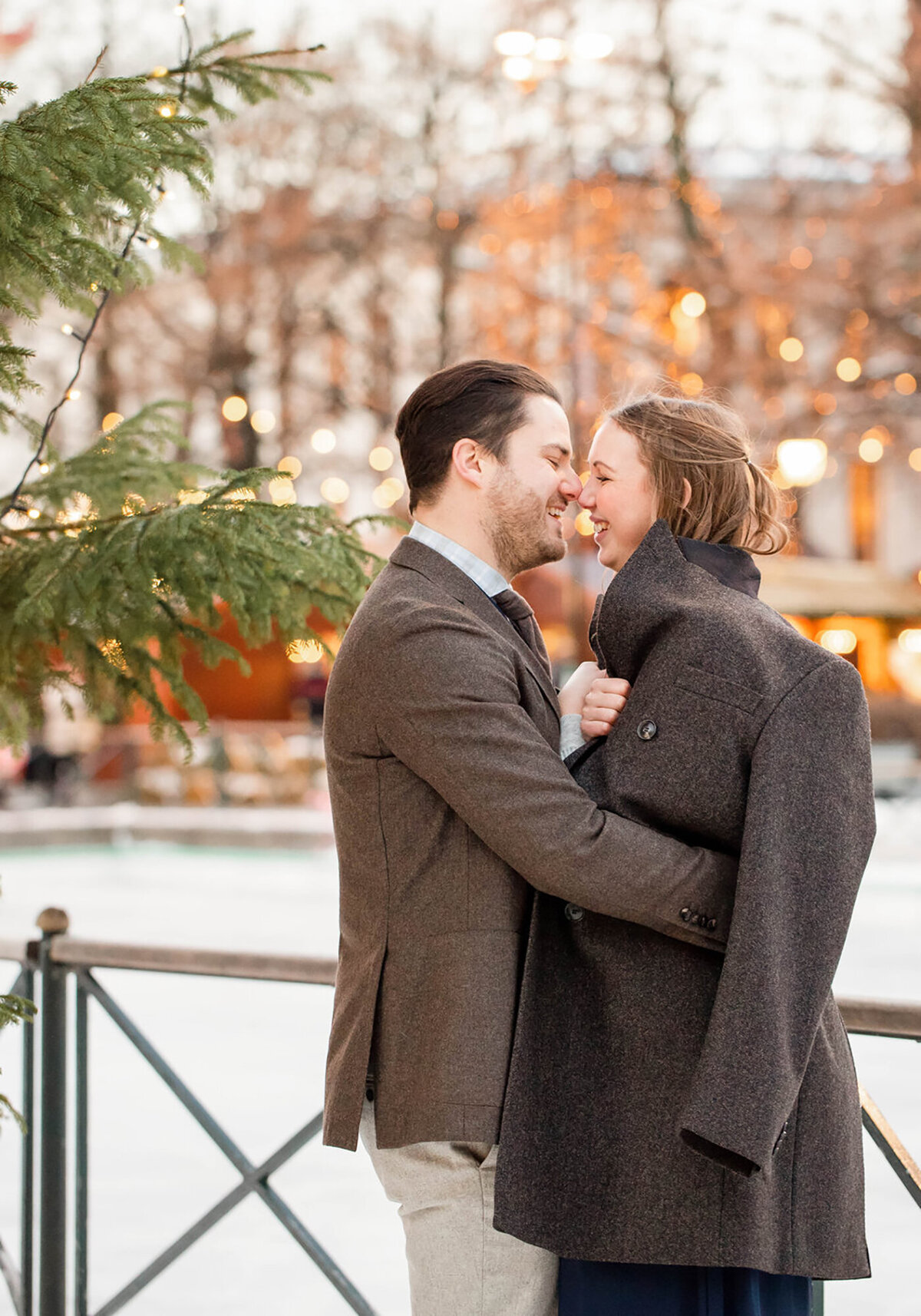 Engagement Portraits taken at the Christmas Market in Oslo Norway