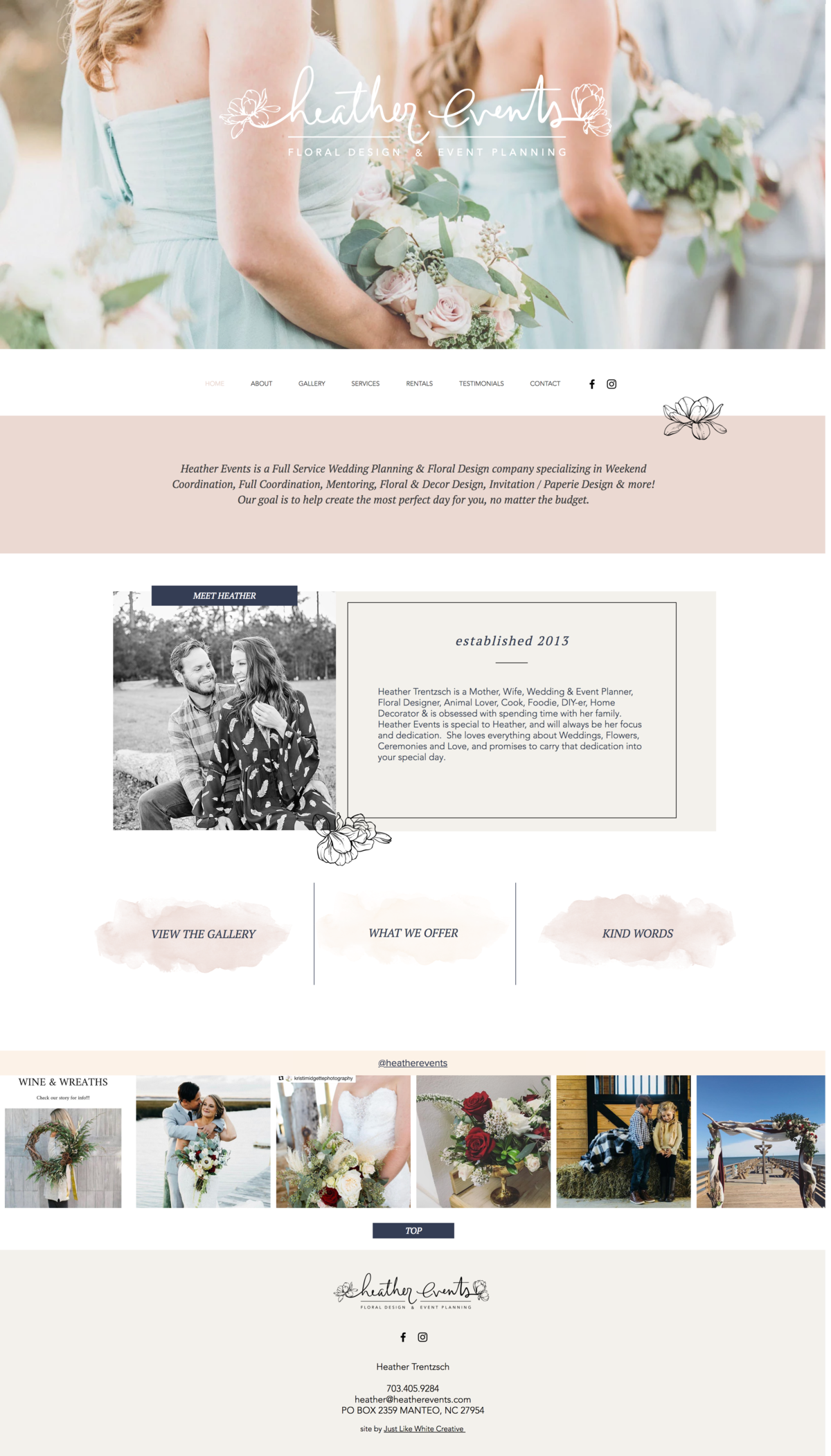 Event planning website by Tribble Design Co.