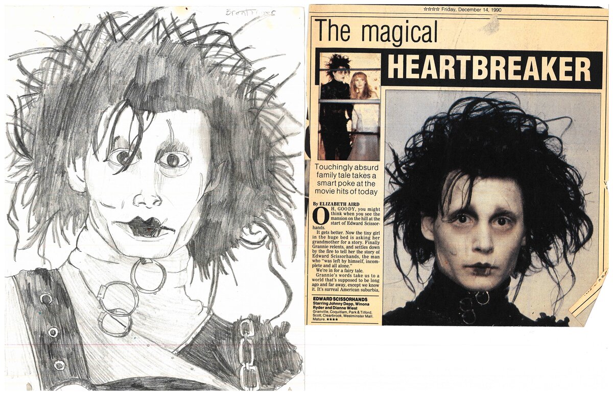 Brent Ray Fraser Edward Scissor Hands Drawing 1990