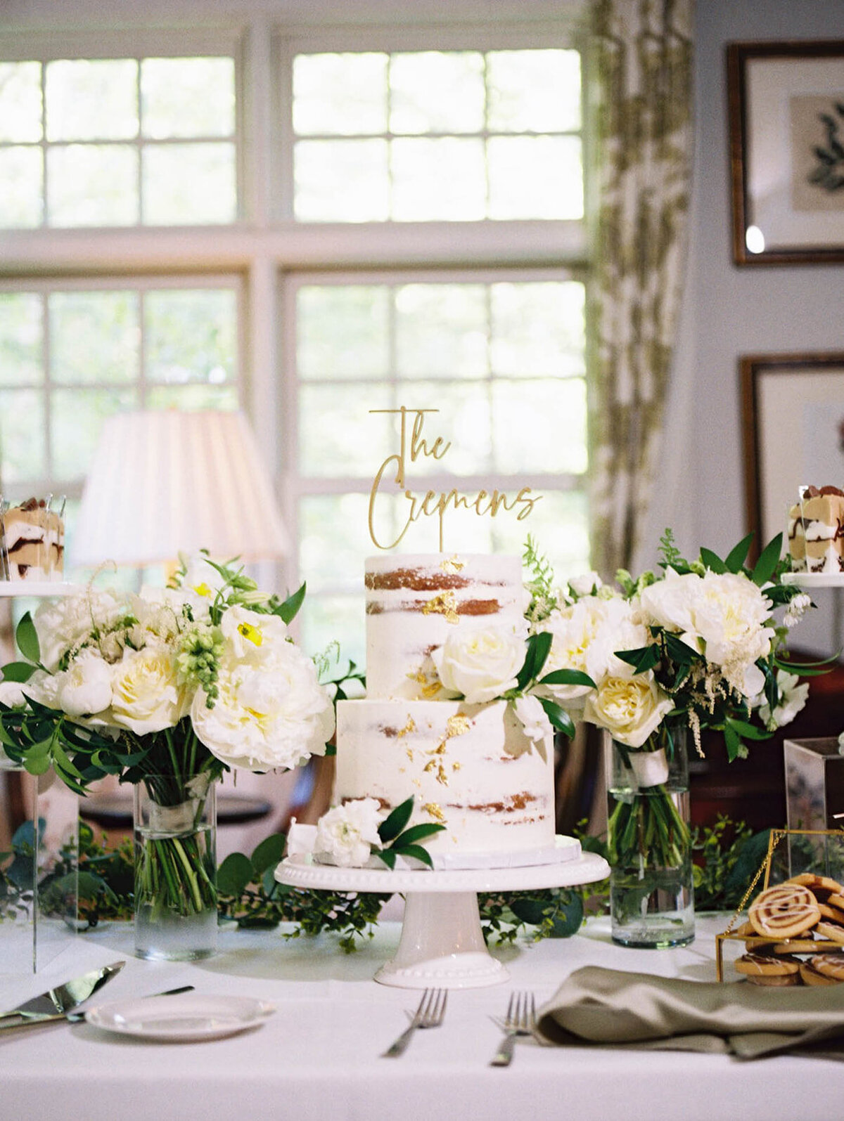 cake shot surrounded by flowers