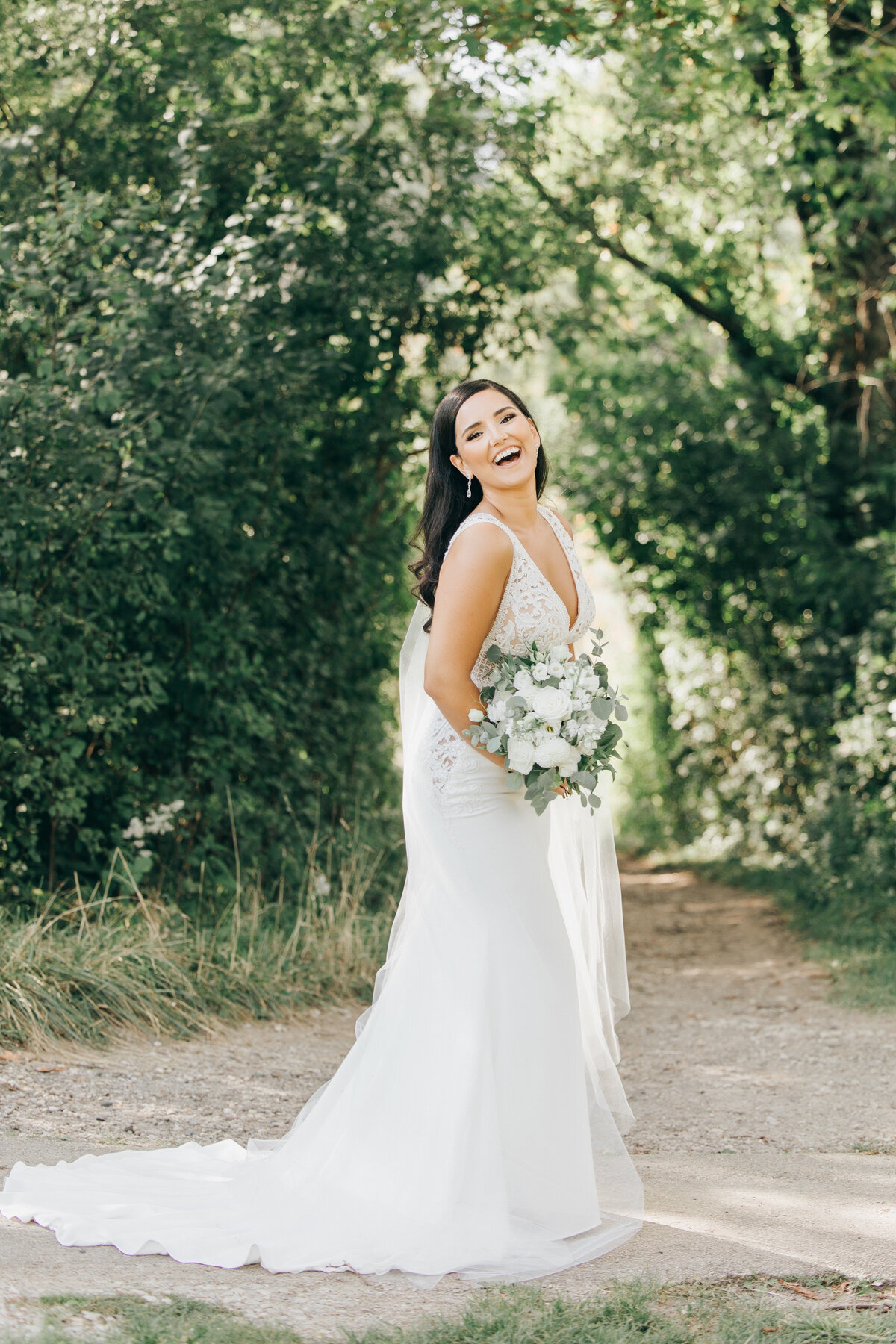 Elegant bride posing and smiling