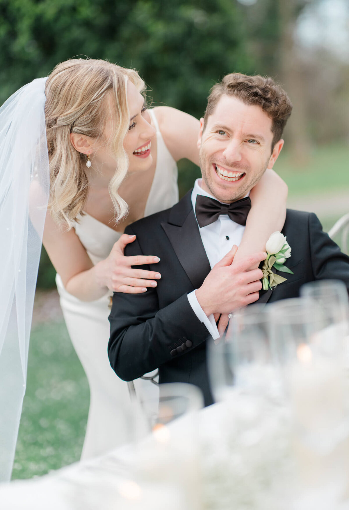Bride and Groom at their reception at Market at Grelen in Somerset, Virginia. Captured by Charlottesville Wedding Photographer Bethany Aubre Photography.