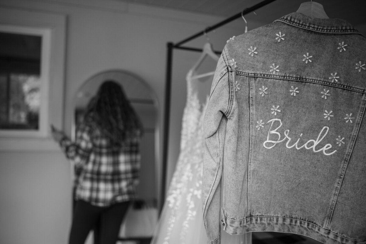 bride getting ready in the Airbnb