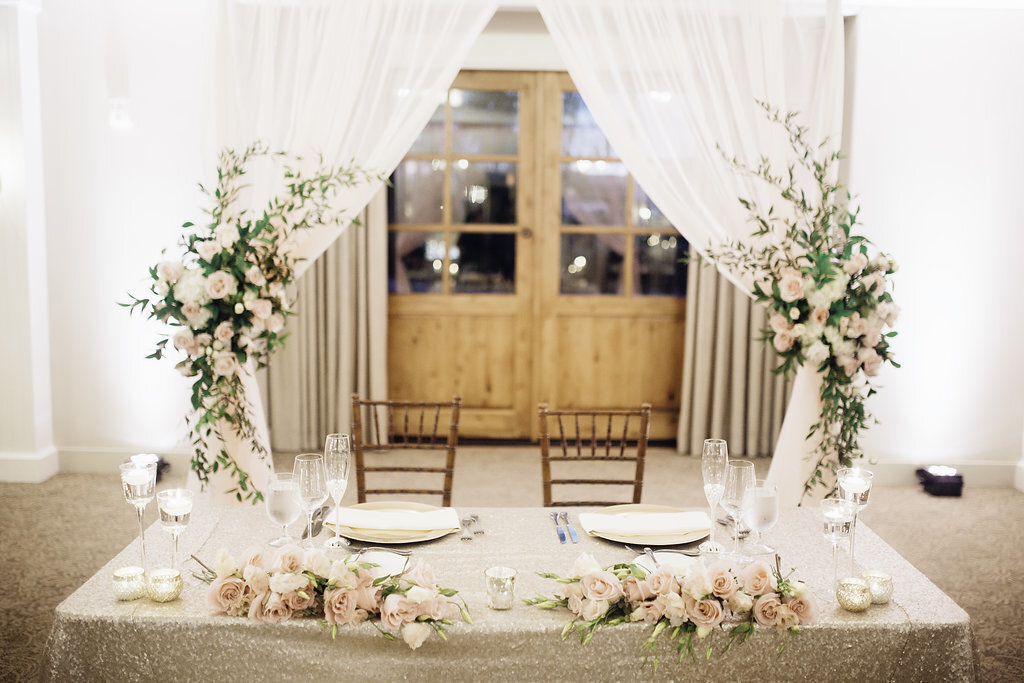 Wedding Photograph Of Bride and Groom's Table in Reception Los Angeles