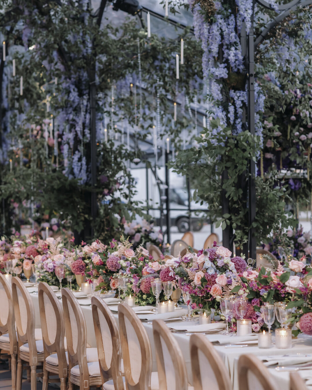 Paris Destination Wedding at Chateau de Chantilly by Alejandra Poupel Events close up big dinner table 3
