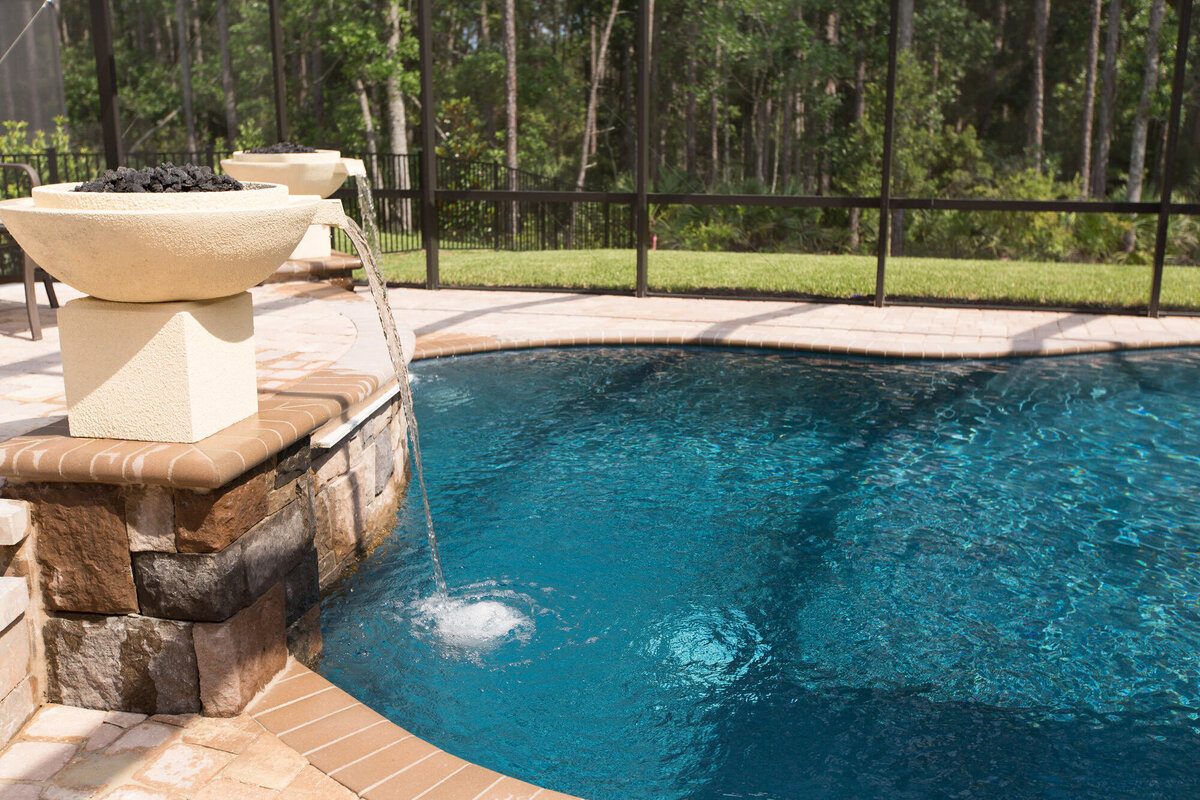 Custom pool design with water feature in Jacksonville, FL