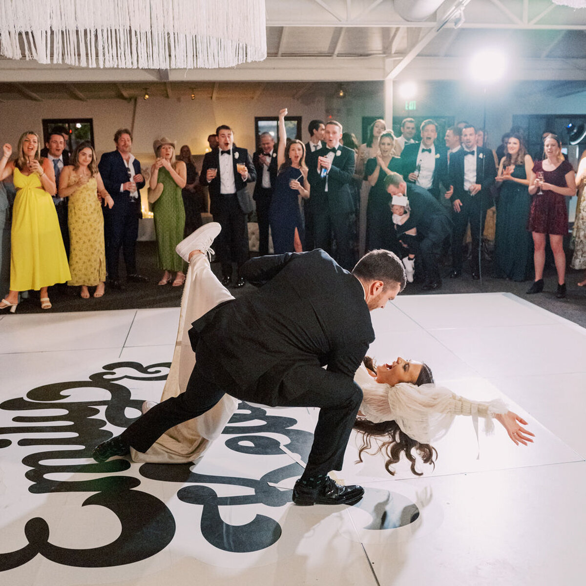 Black-white-disco-wedding-custom-dance-floor