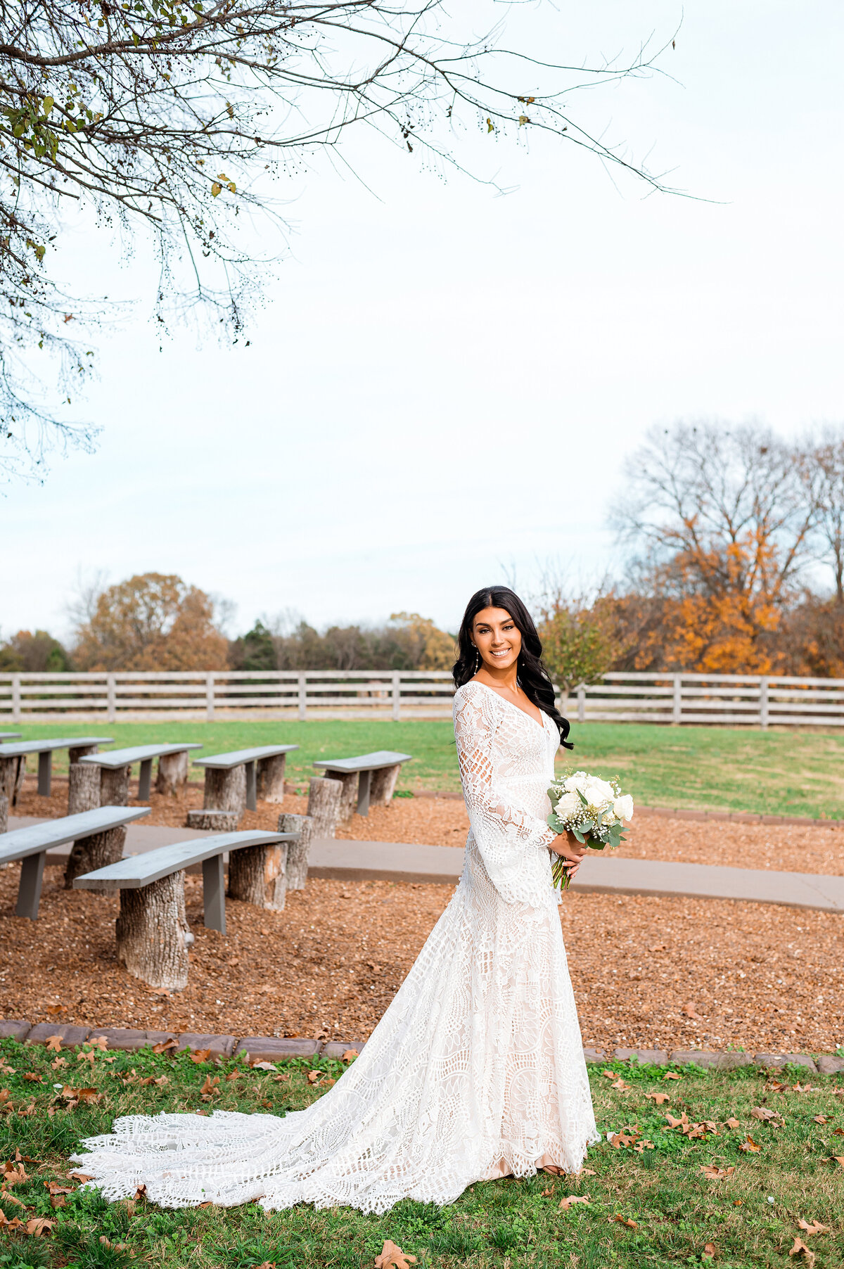 Boho bride portrait during the fall in Murfreesboro, TN