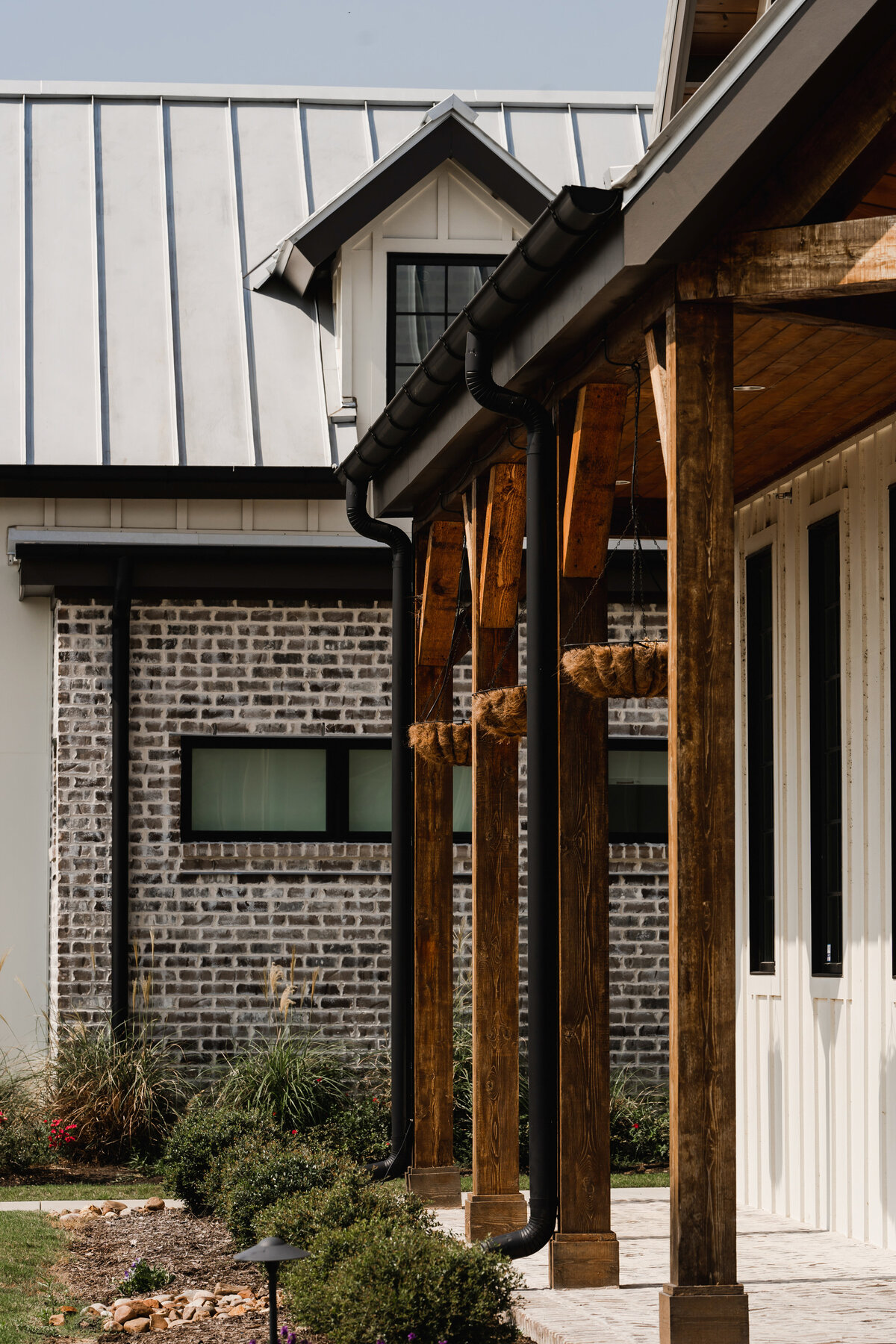 wooden covered walkway next to dentist office