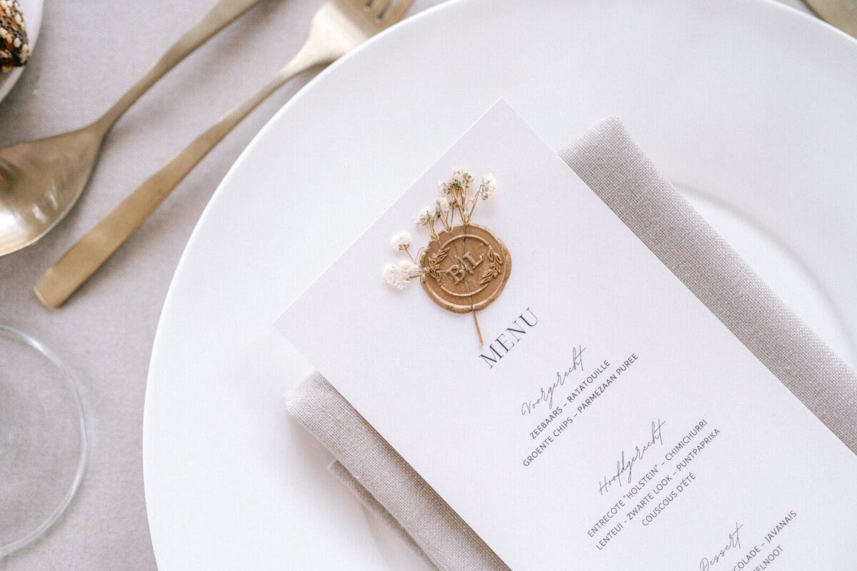 Flatlay foto van menukaart