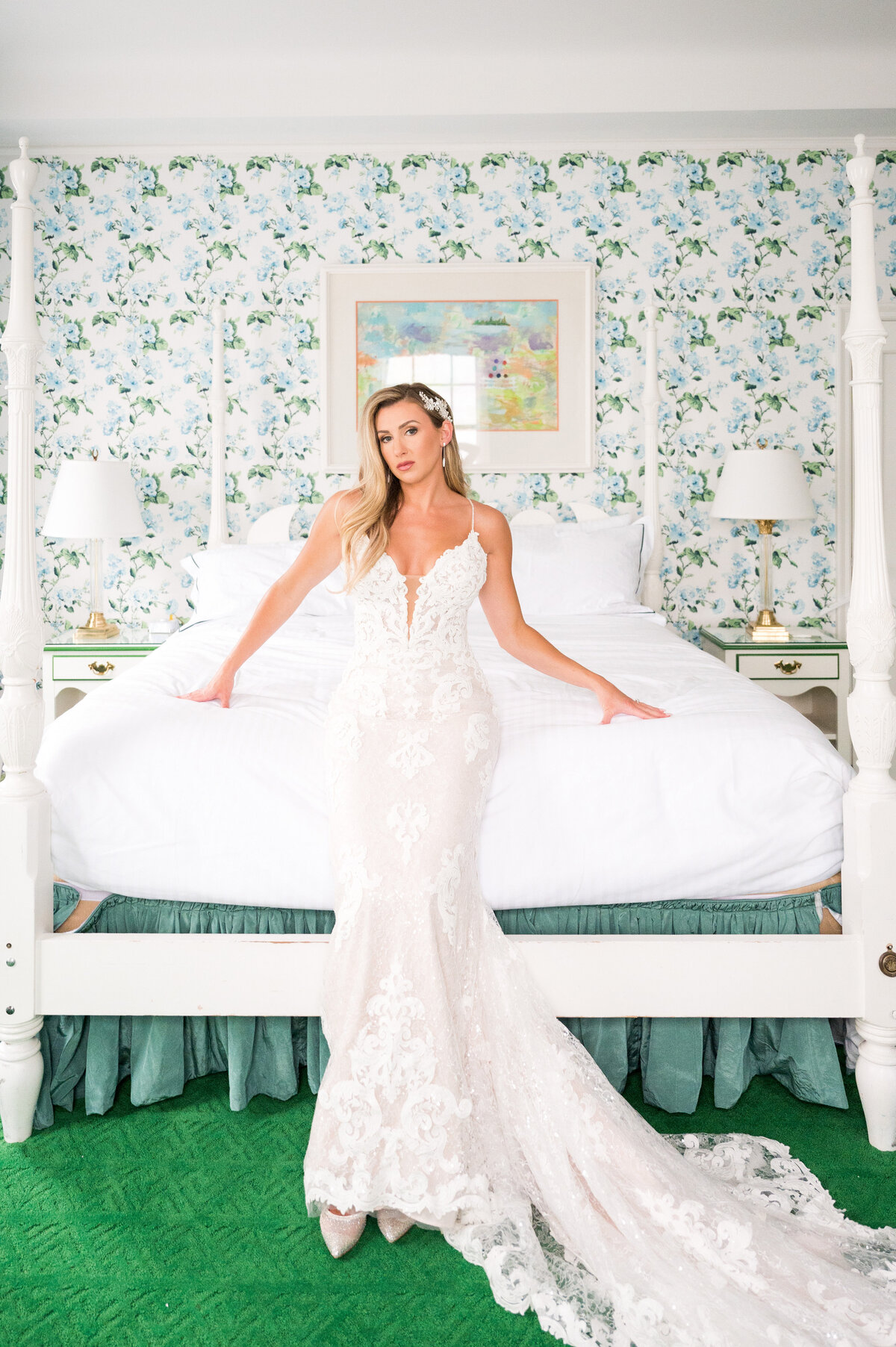 bride getting ready at greenbrier resort west virginia