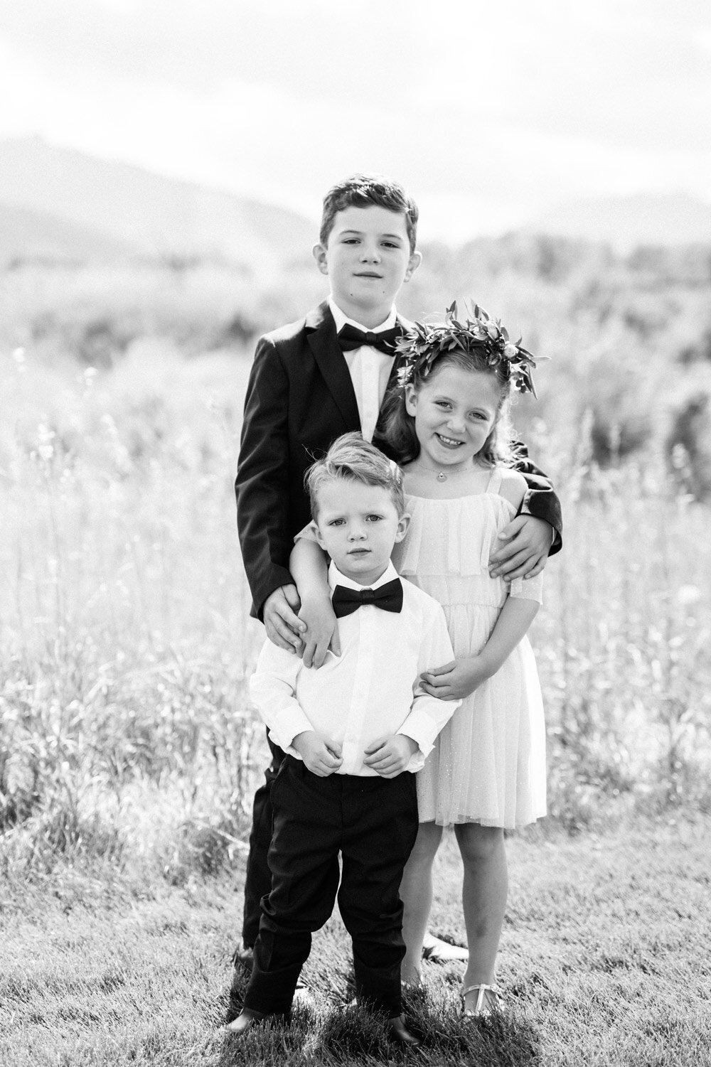 Kids at an outdoor Colorado wedding