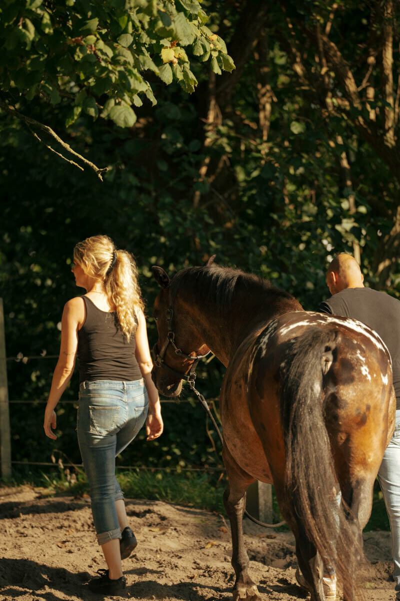 Vastgelegde band tussen Natasja en Colorado tijdens een rustige paardenfotoshoot.