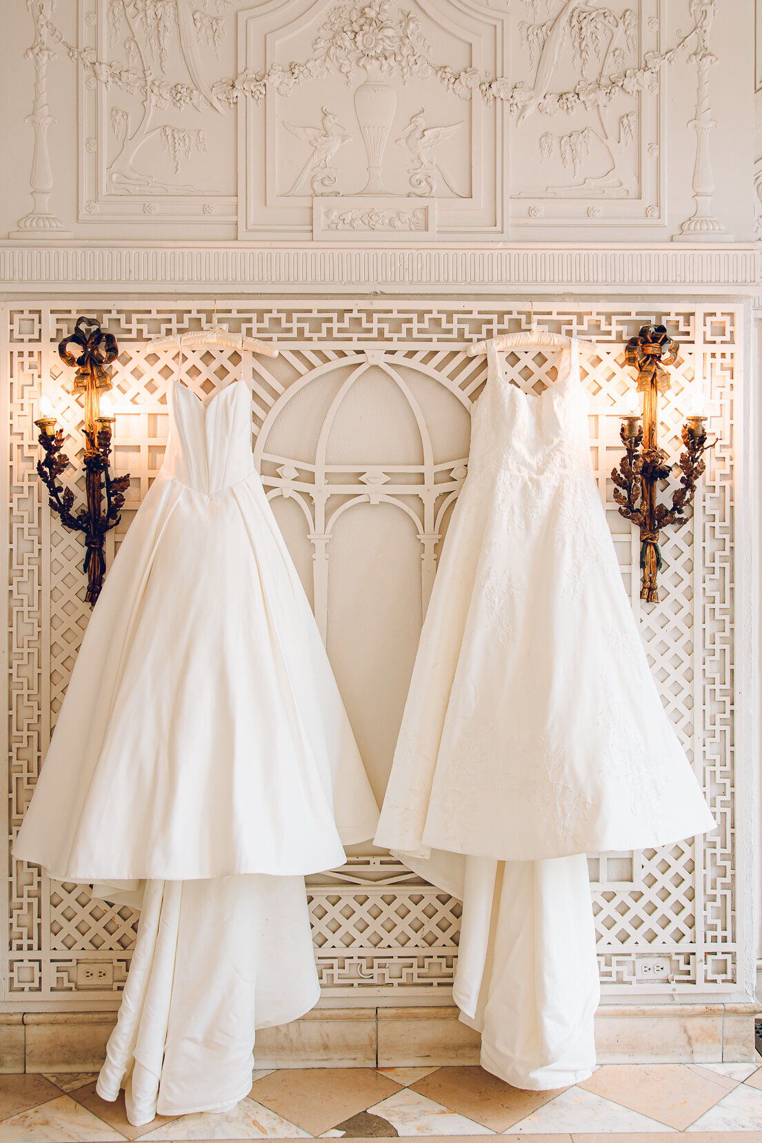 Brides' dresses at Armour House in Lake Forest