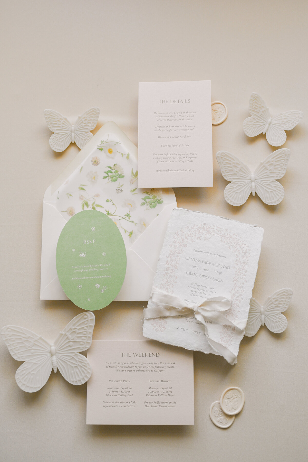 Cottage Core Wedding Style with Peach and Green Colour Palette, Floral Vellum Wedding Invitation, Wedding Stationery