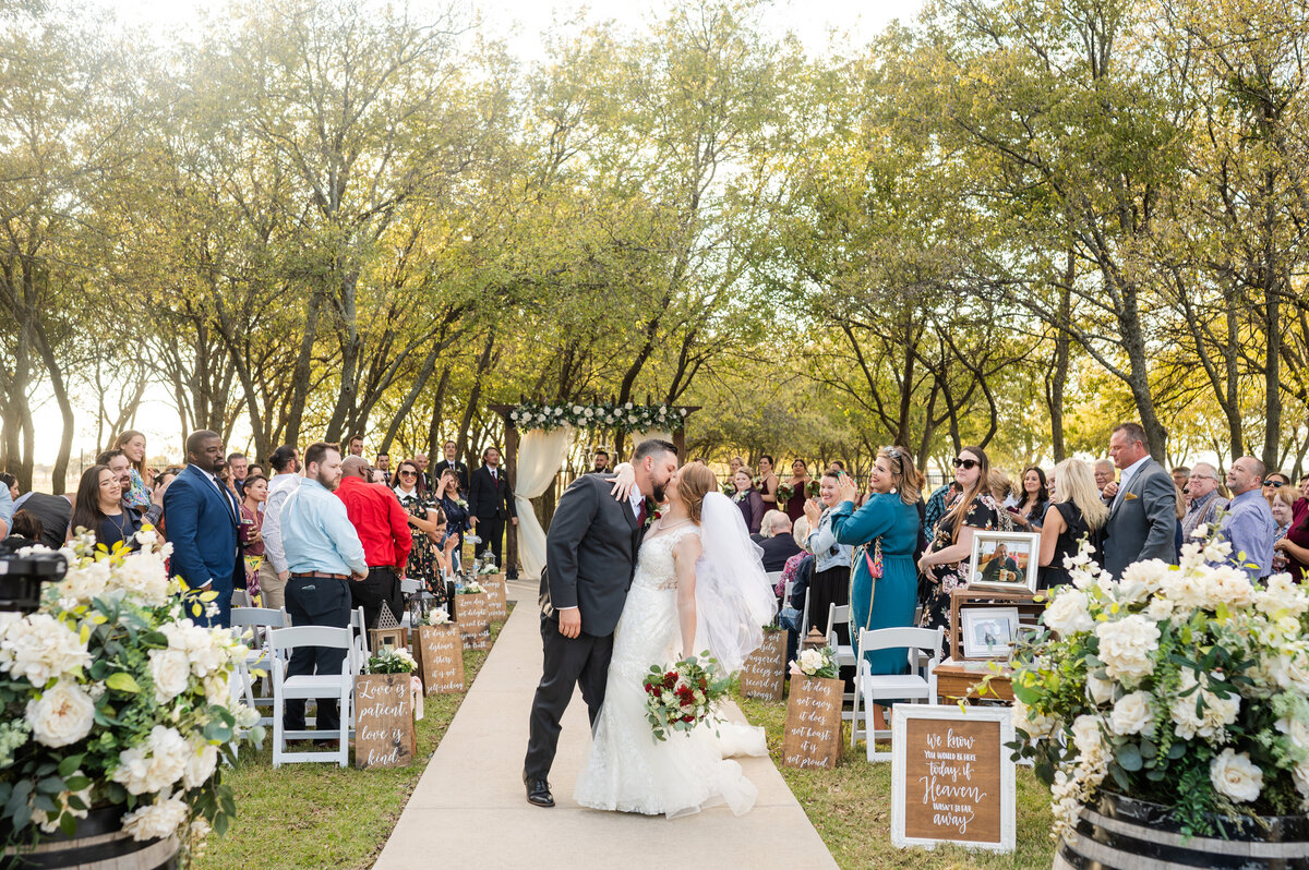 bride and groom exiting ceremony krum texas