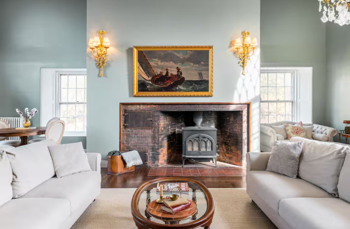 living room with fireplace