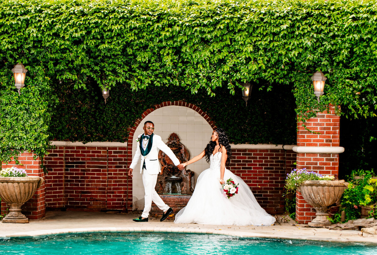 Black. couple, wedding at USC Alumni Center