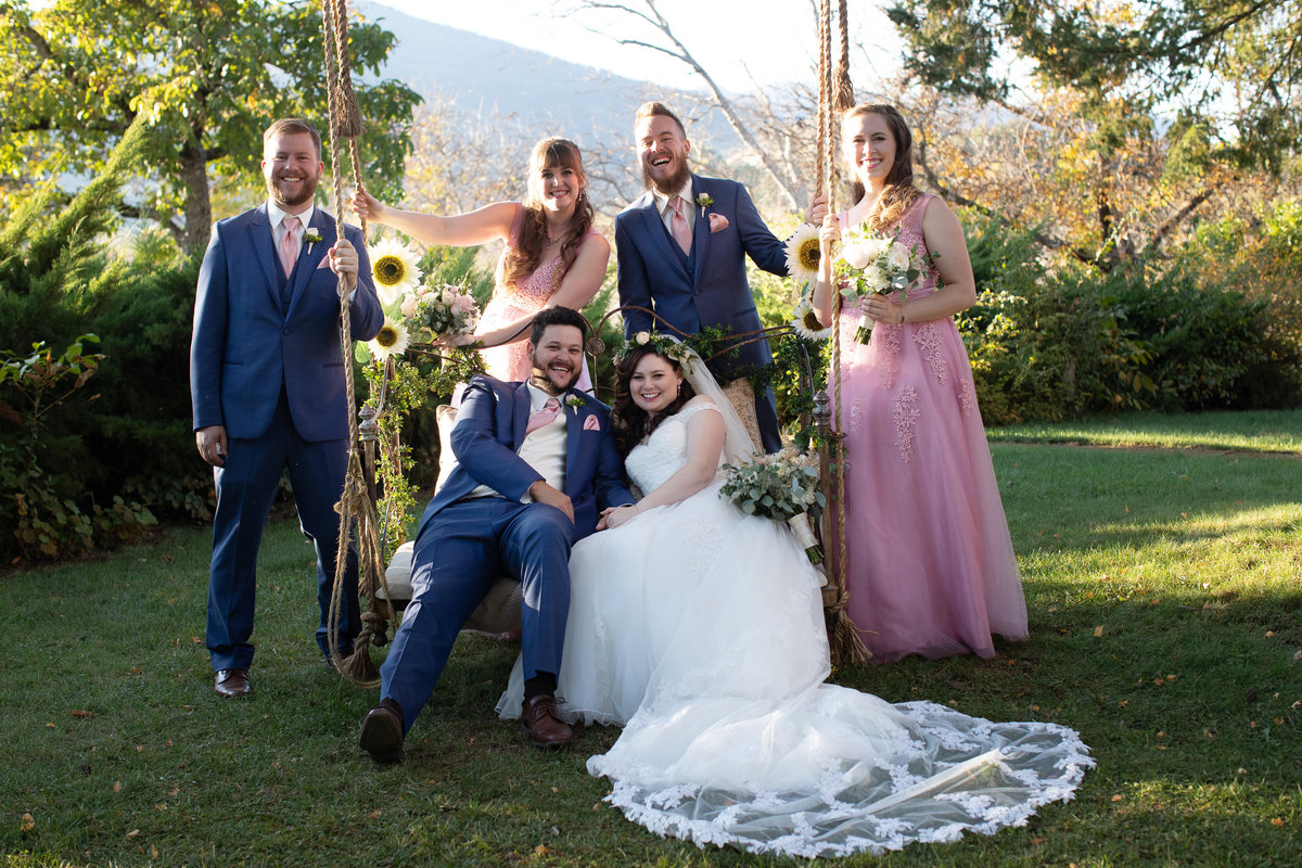 bridal party on swing