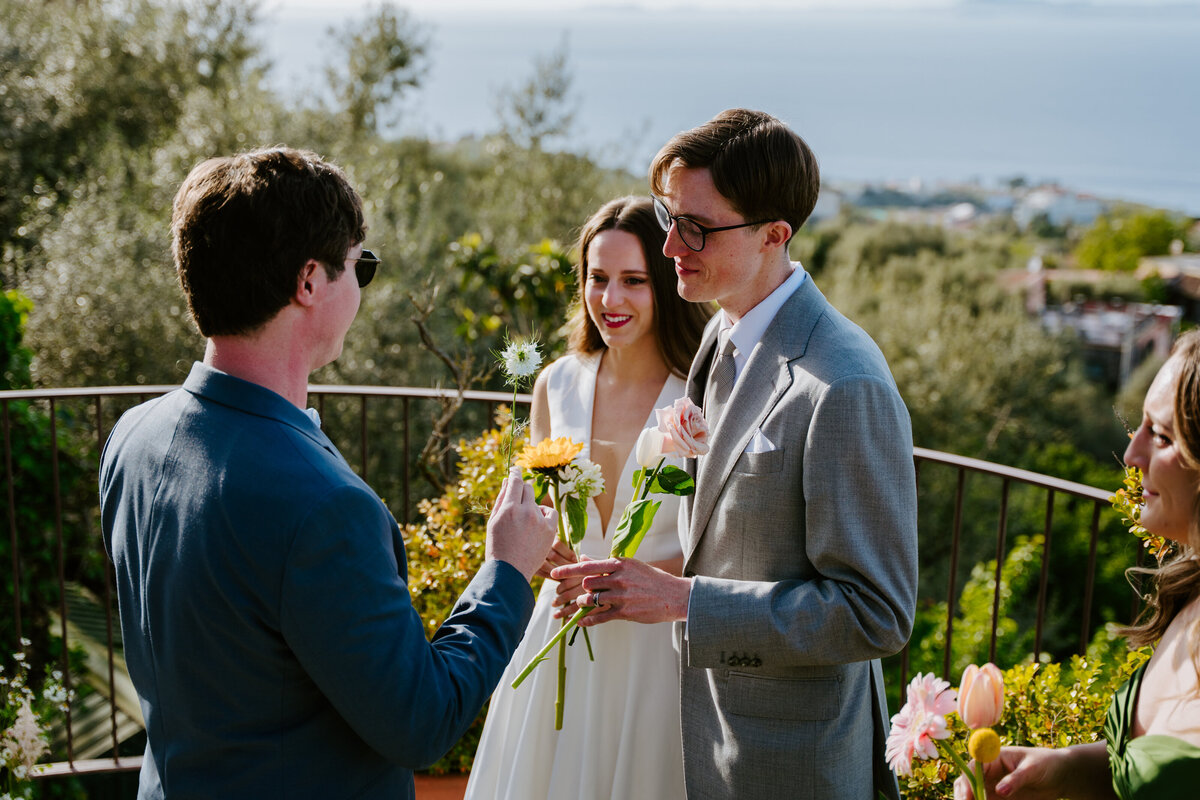 Terrace ceremony overlooking the sea in southern Italy