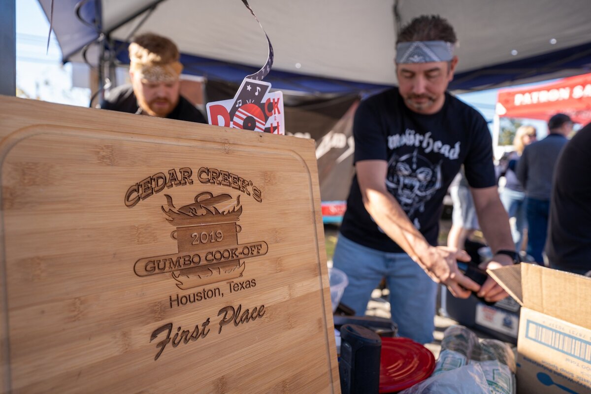 Cookoff team at the gumbo cookoff at Cedar Creek in Houston, Texas