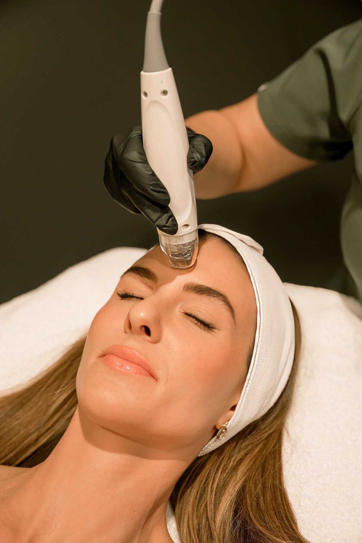 branding photo at derma percision of patient getting micro needling