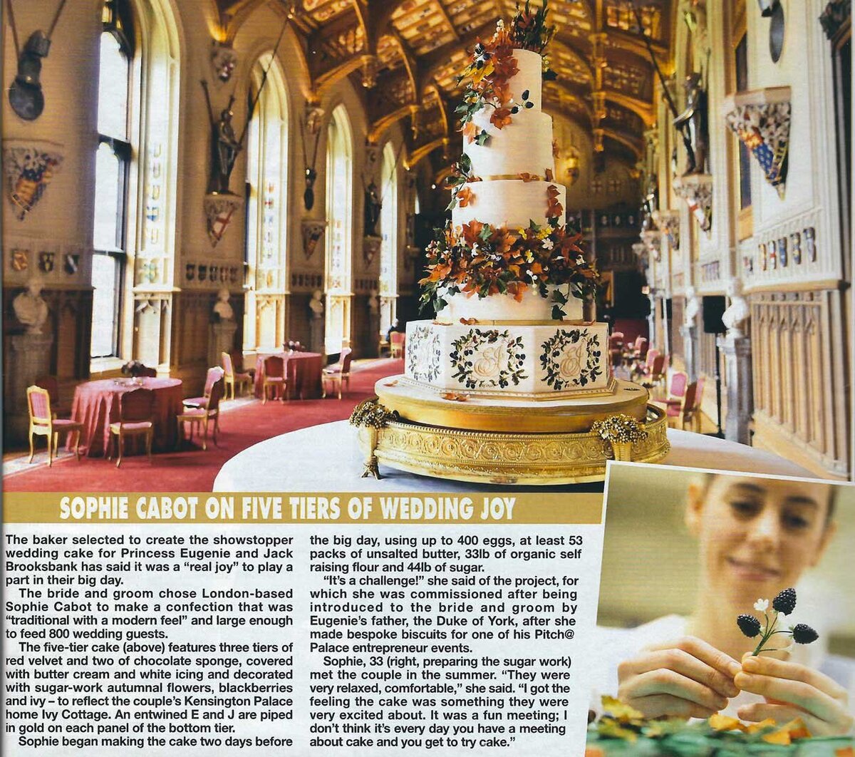 Magazine Article titled "Sophie Cabot on five tiers of wedding joy"