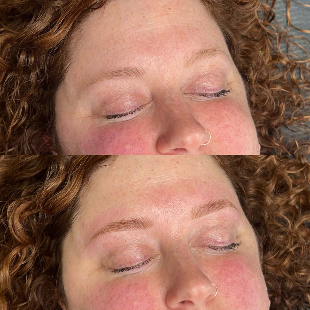 before and after brow tint and lamination service