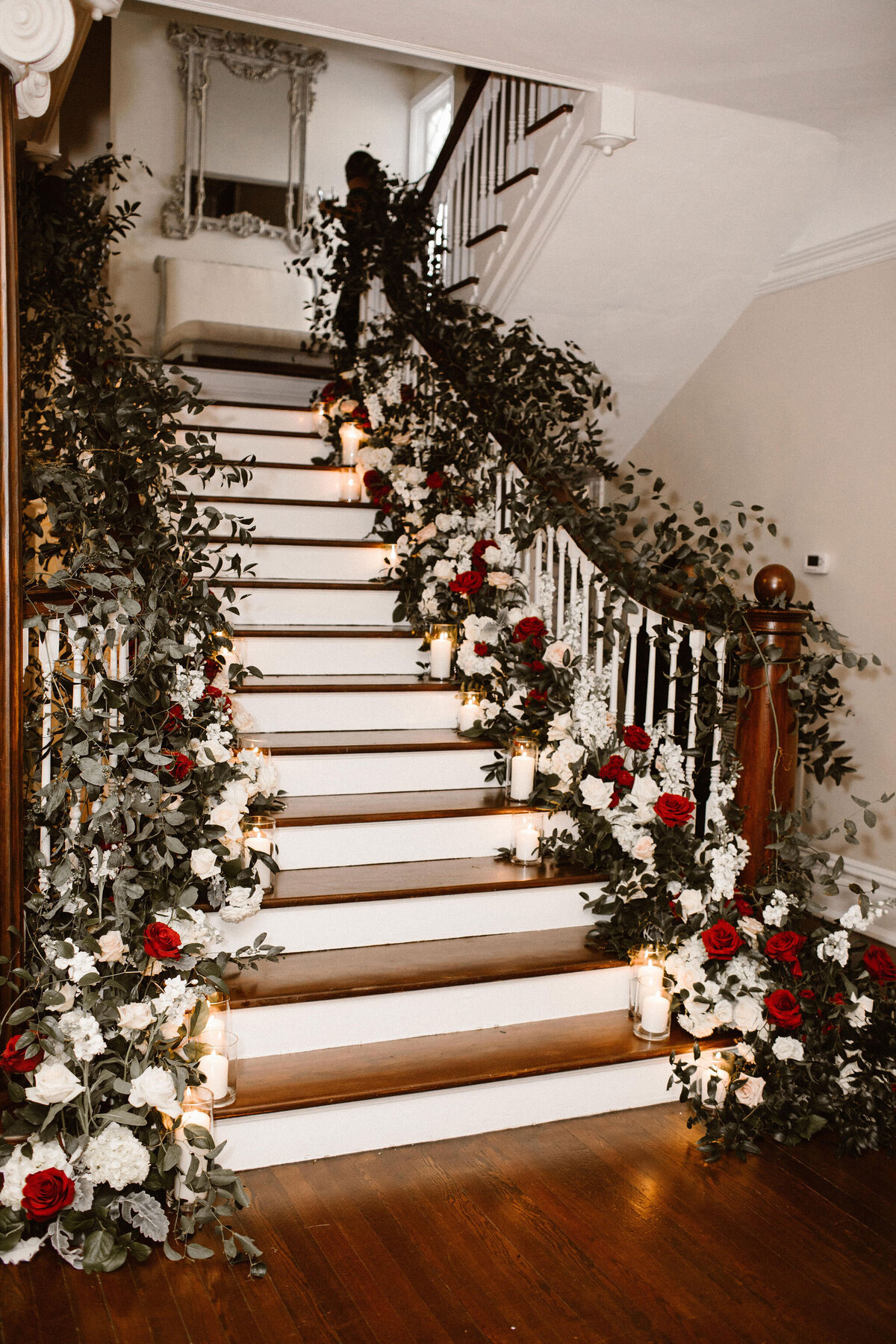 11 - Orlo House Wedding Staircase Flowers - Tampa Bay Wedding Planner