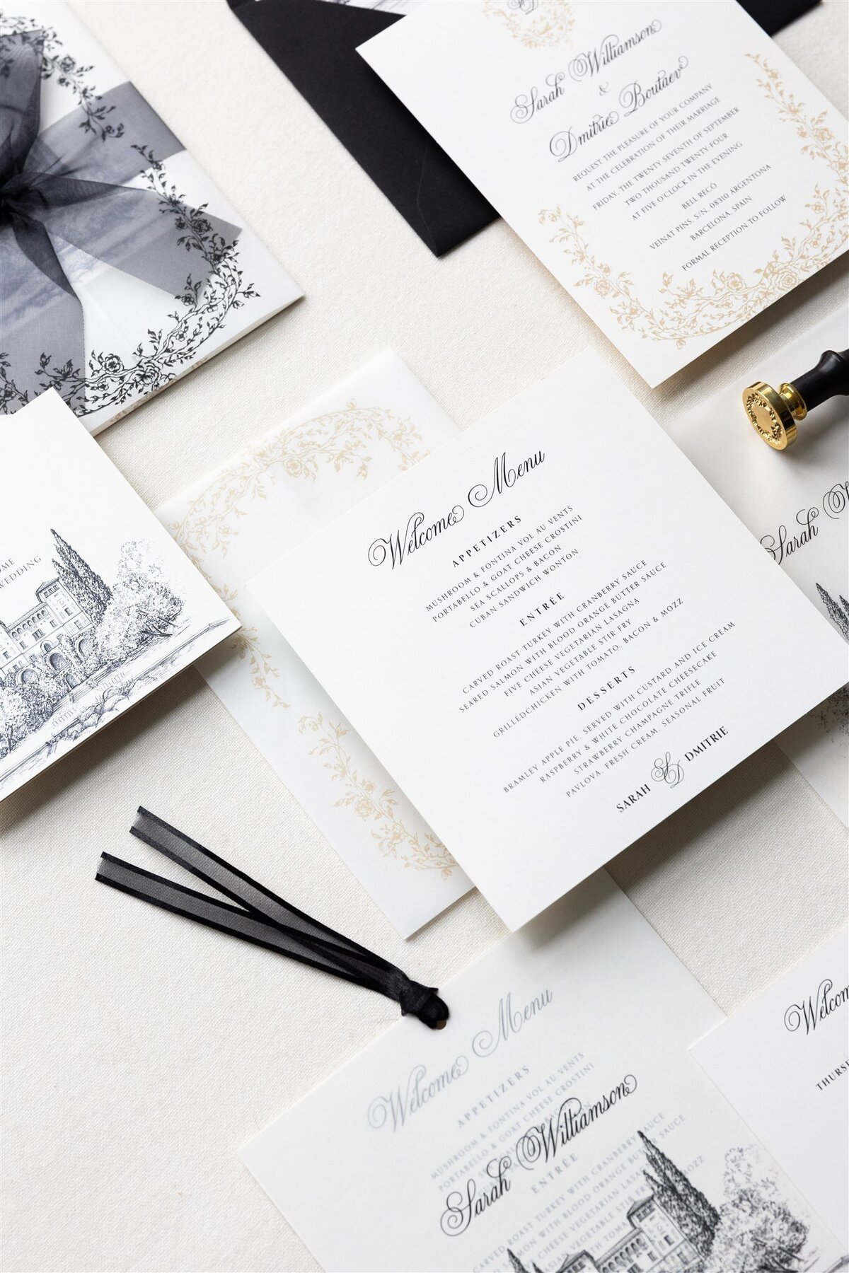 G Designers Black and white destination wedding invitations 8