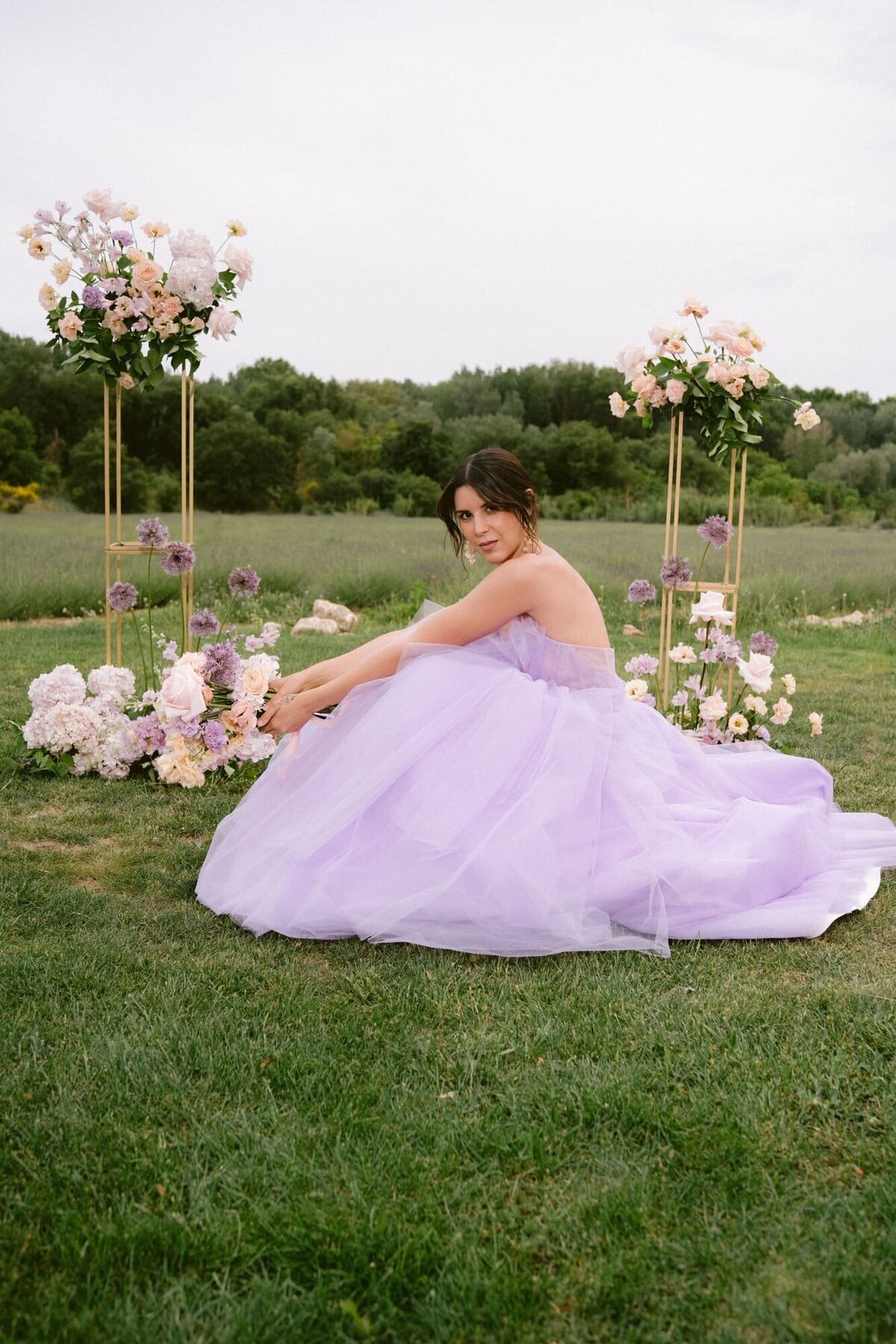 romantic-wedding-shoot-lavender-dress-and-floral-metal-stands
