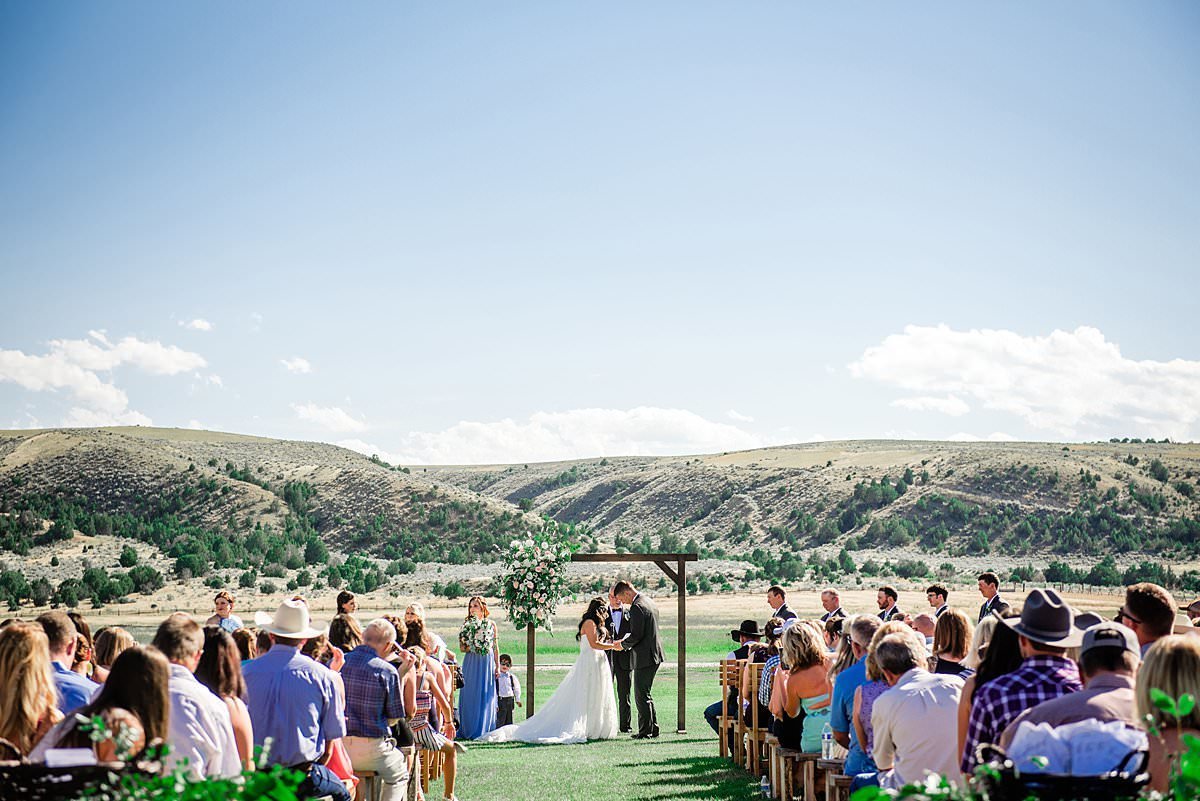 Landscape photo of a Montana ceremony at Headwaters Ranch