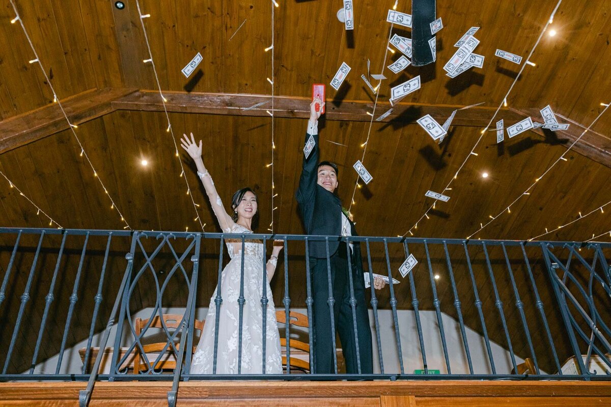 couple's money giveaway at the reception