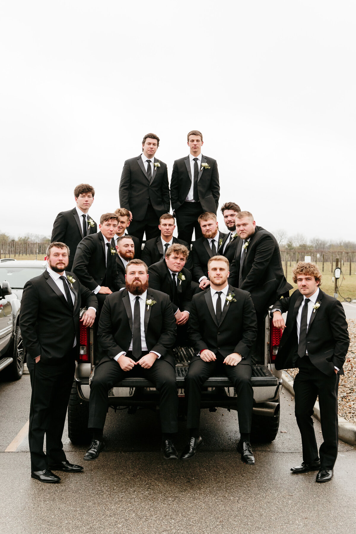 Groomsmen on Truck waiting for Cerenony