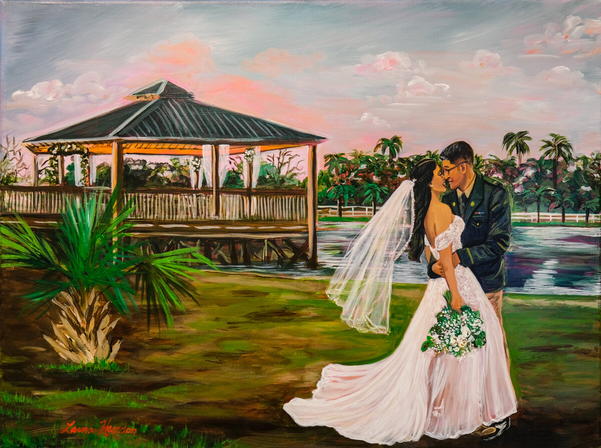 south texas live wedding painting  done  in  mcallen texas by wedding painter Laura Herndon with impressionist live wedding painting and fine art