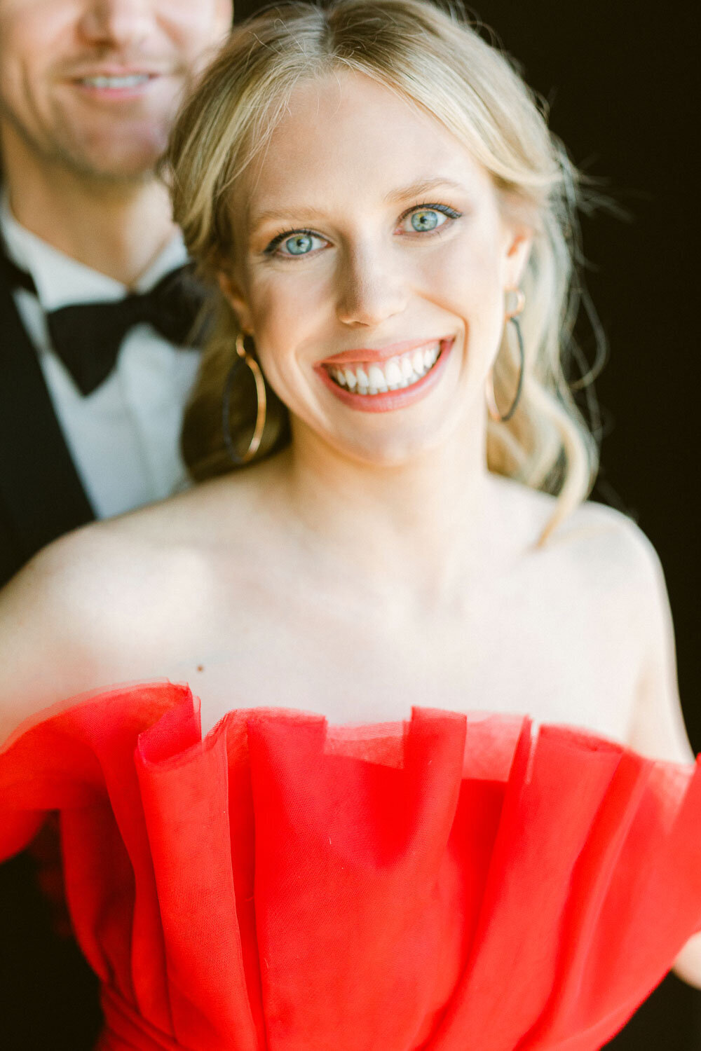 beautiful bride to be in red gown