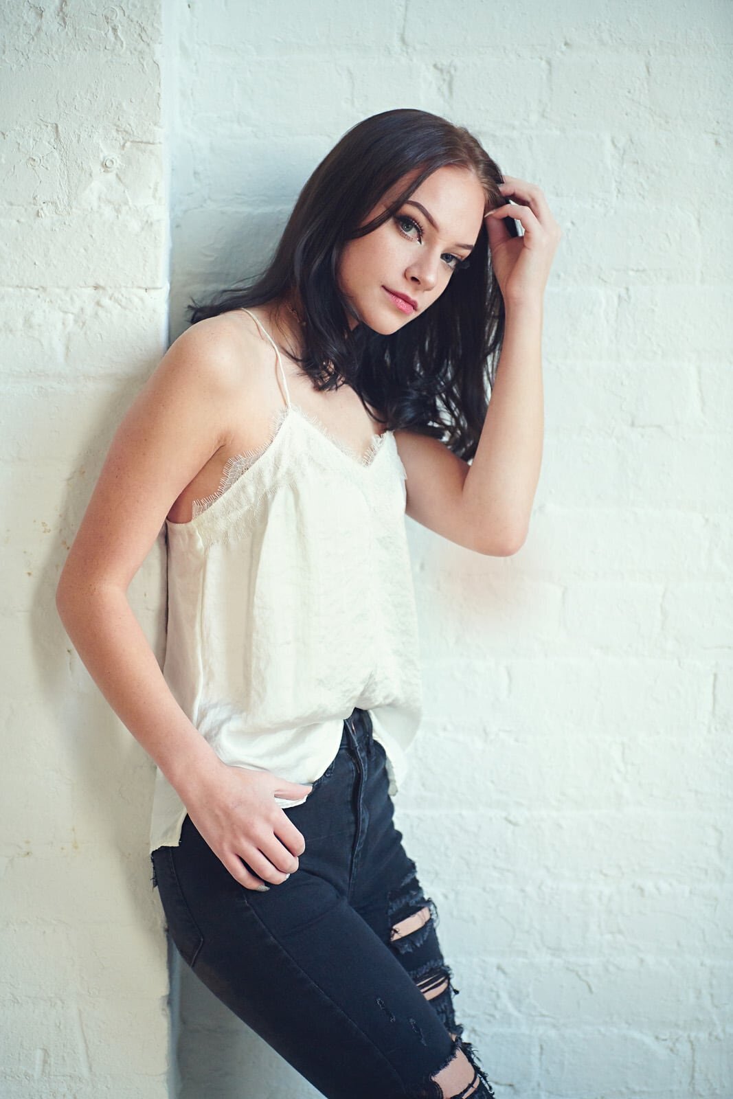 Elegant High School Senior Portrait Photographer in Bright Studio Setting-12