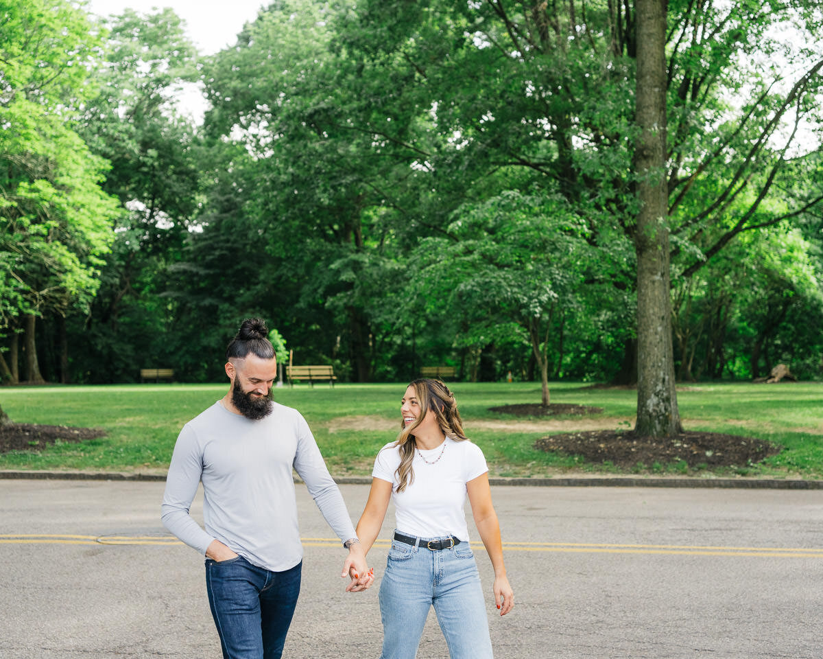 Couple-walking-in-nature-engagement-photo