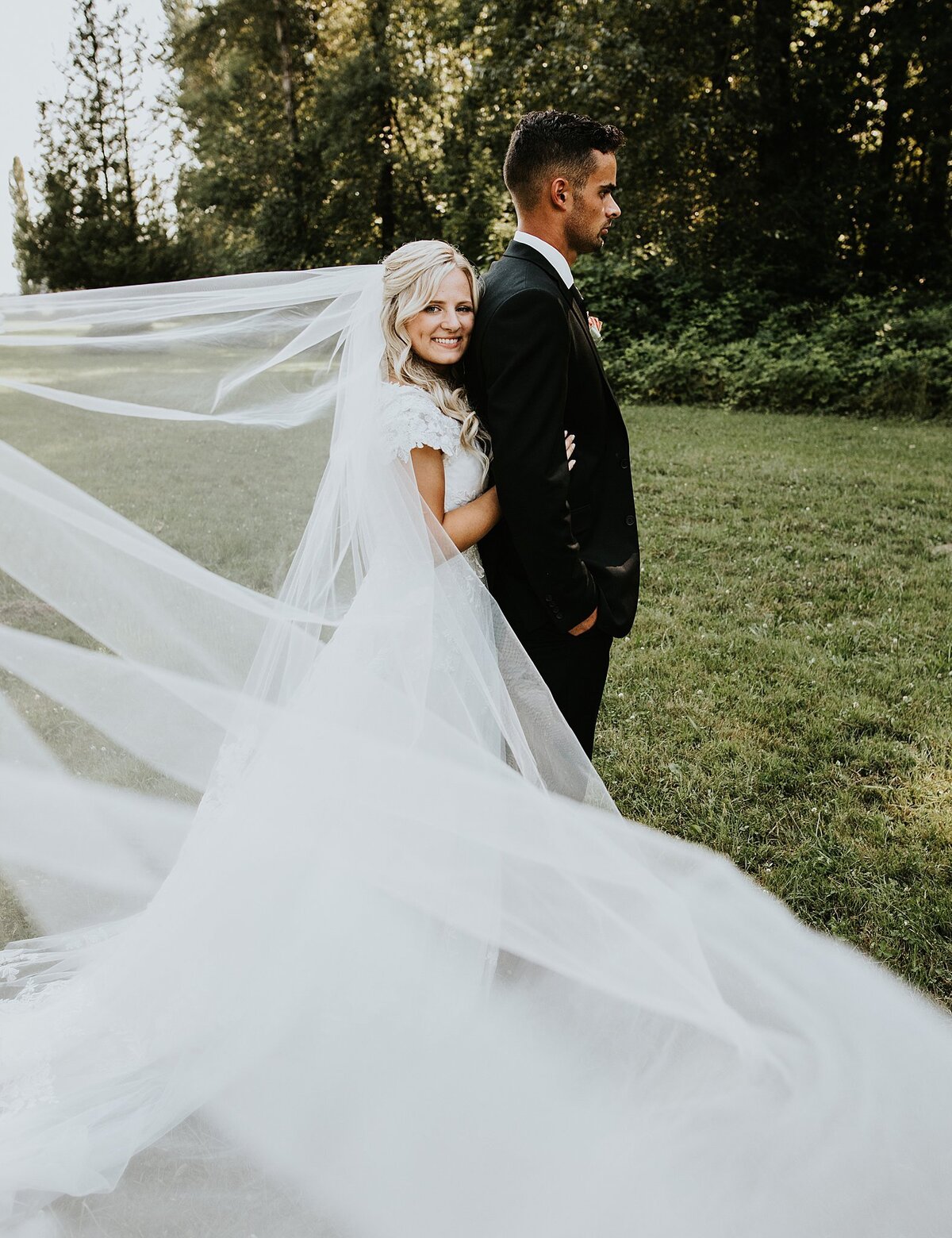 Bridal Couple with veil