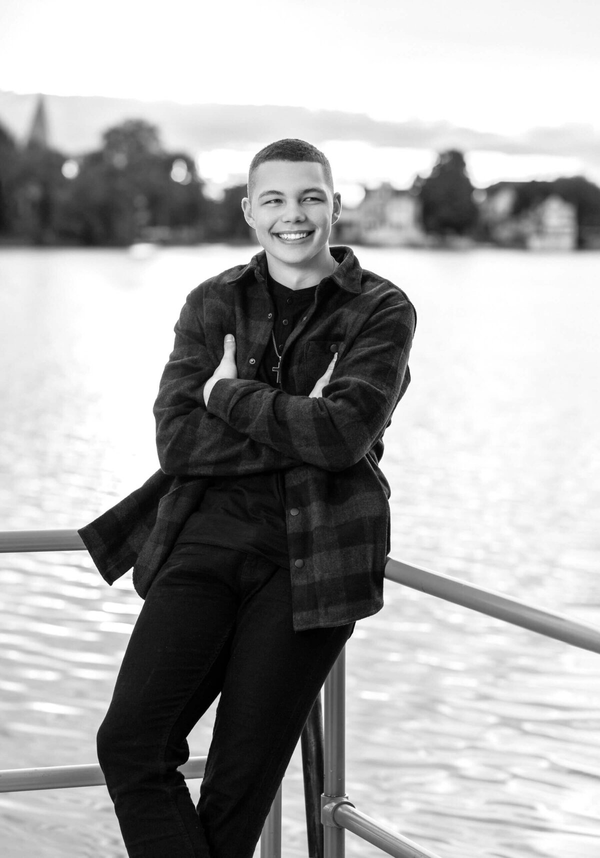 Senior boy portrait by the water