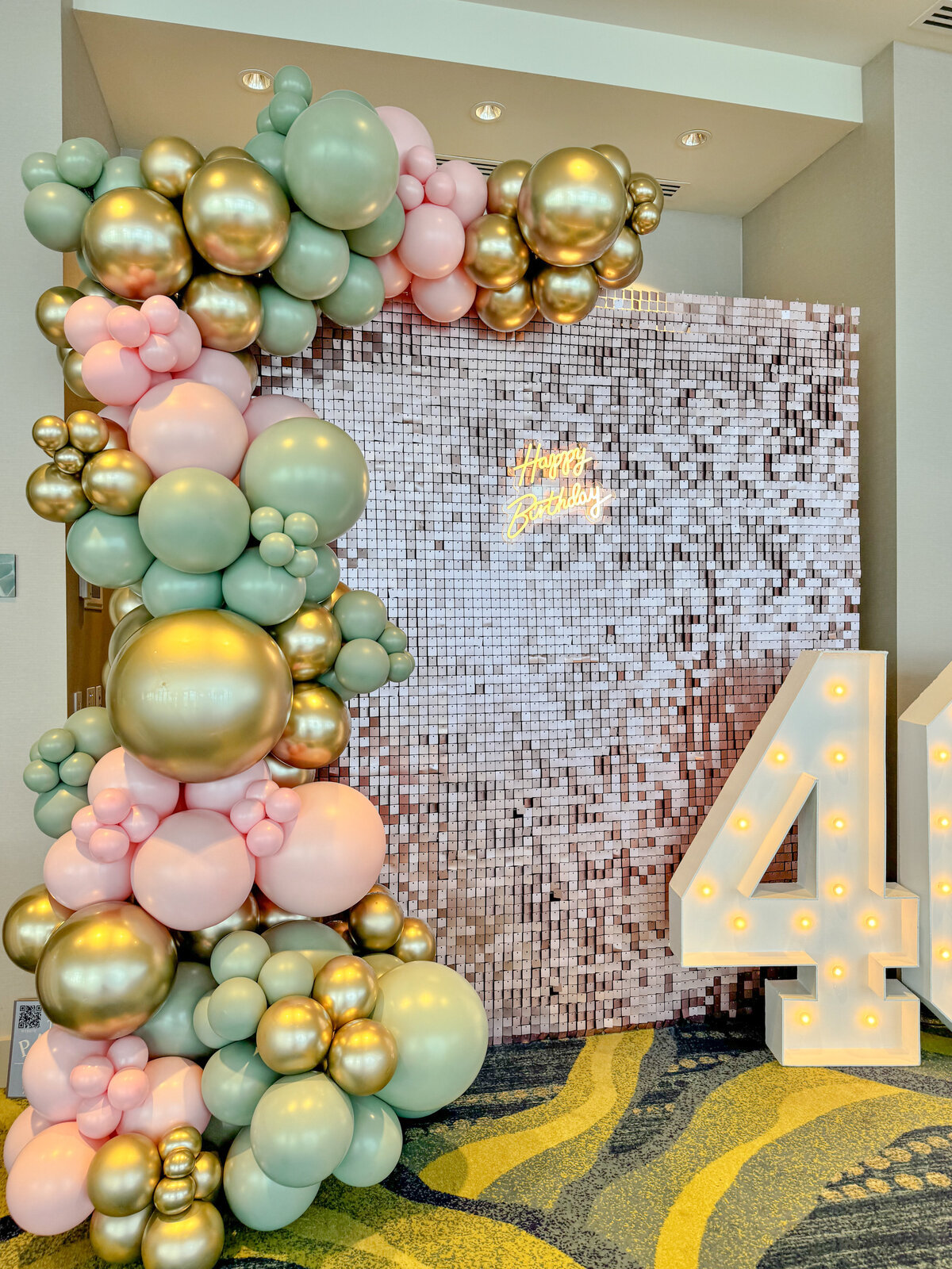 40th birthday party marquee with balloons