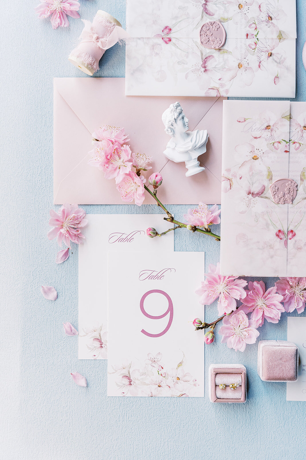 Cherry blossom pink wedding invitation 7